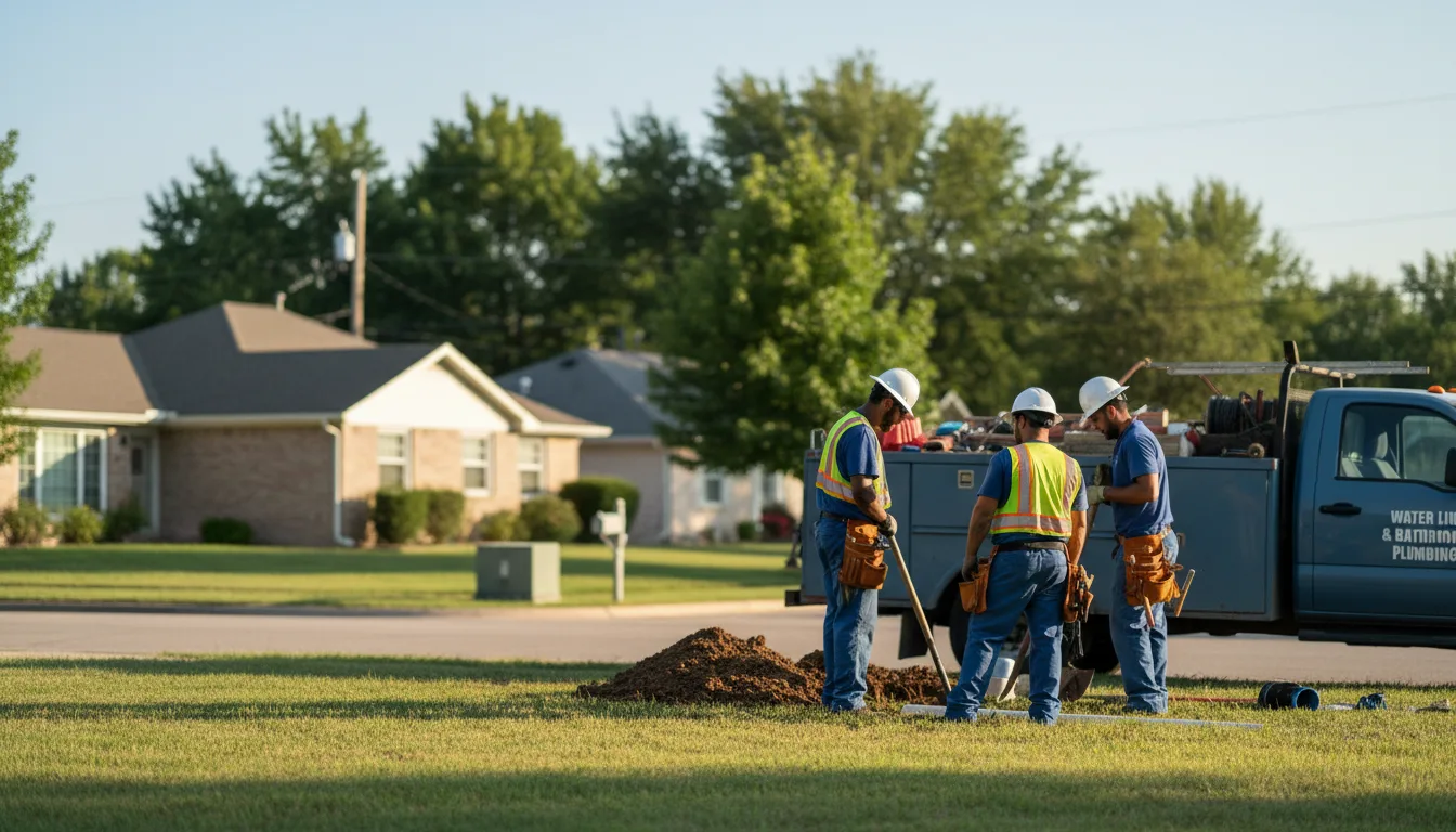 Residential water line and bathroom plumbing service in Lamont, OK